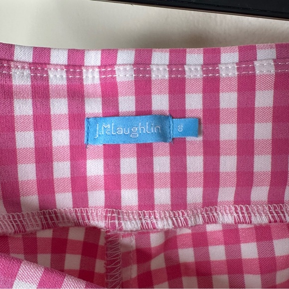 J. McLaughlin Pink Gingham Checkered Pants Cropped Pull On Stretchy size 8 - Picture 8 of 9